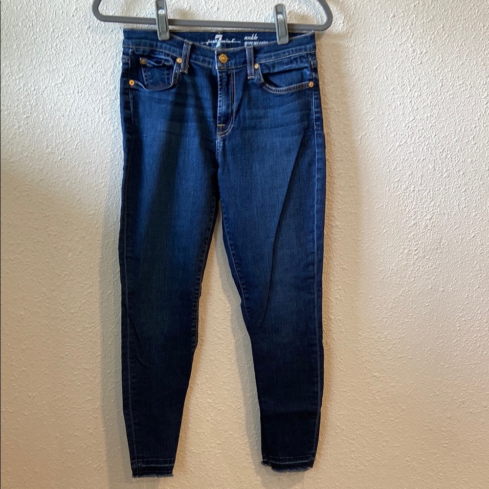7 For All Mankind Blue Skinny Jeans Sleek Fit